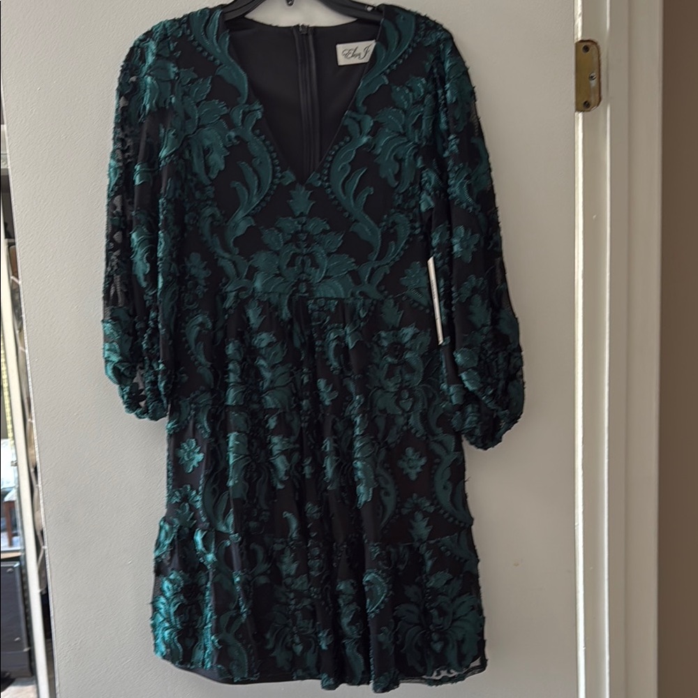 Black and Green Long Sleeve Dress